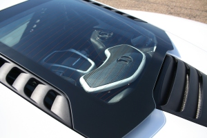 Transparent cover displays the 3.8 twin turbo V8.